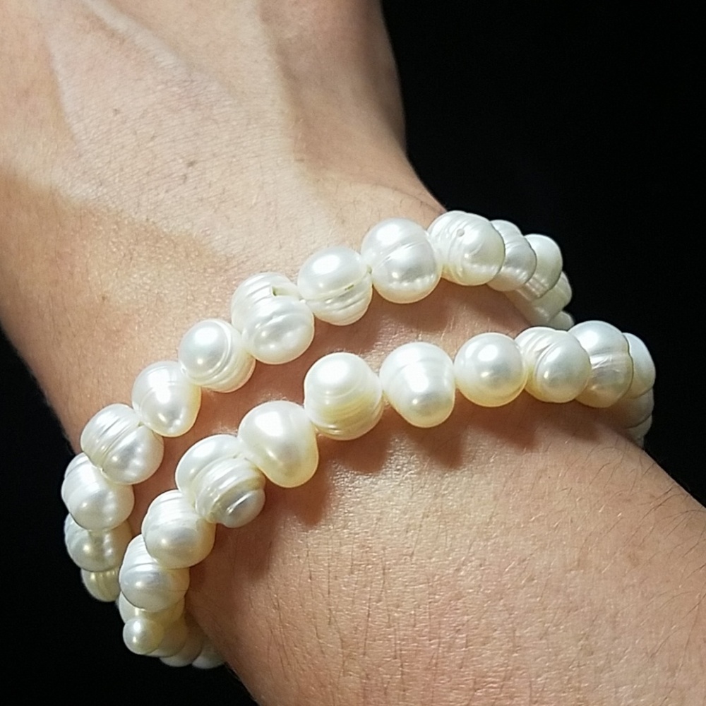 100% Authentic White Pearl Bracelet Set